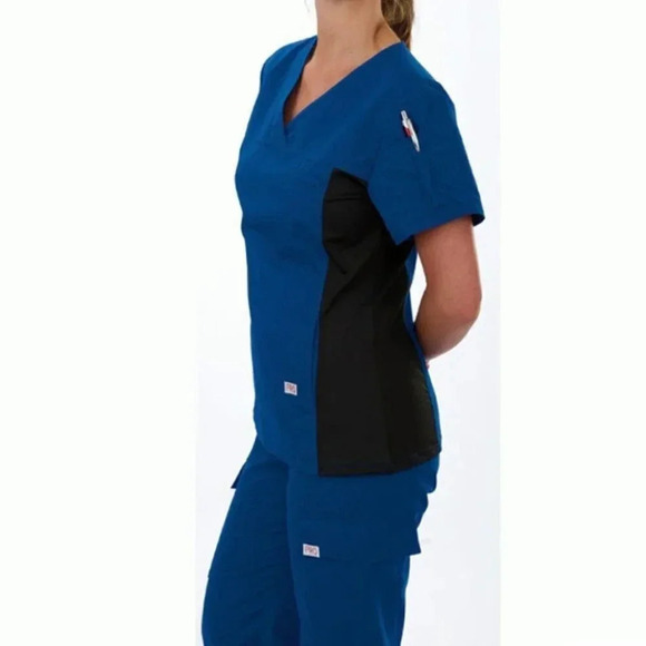 Professional Choice Scrubs Body Flex Top Foldover Pants Green Black Small - Picture 14 of 14